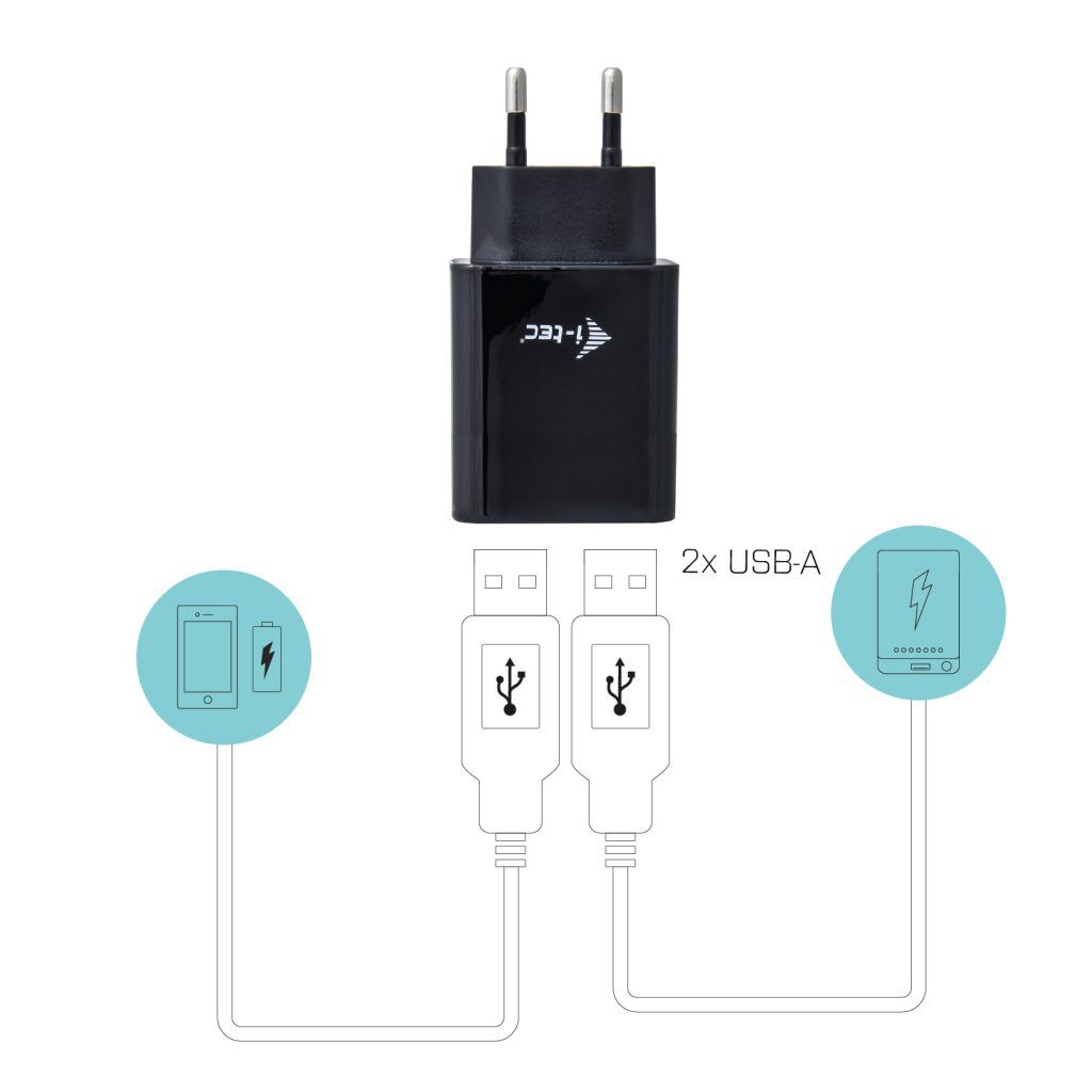 I-TEC i-tec USB Power Charger 2 Port 2.4A Black