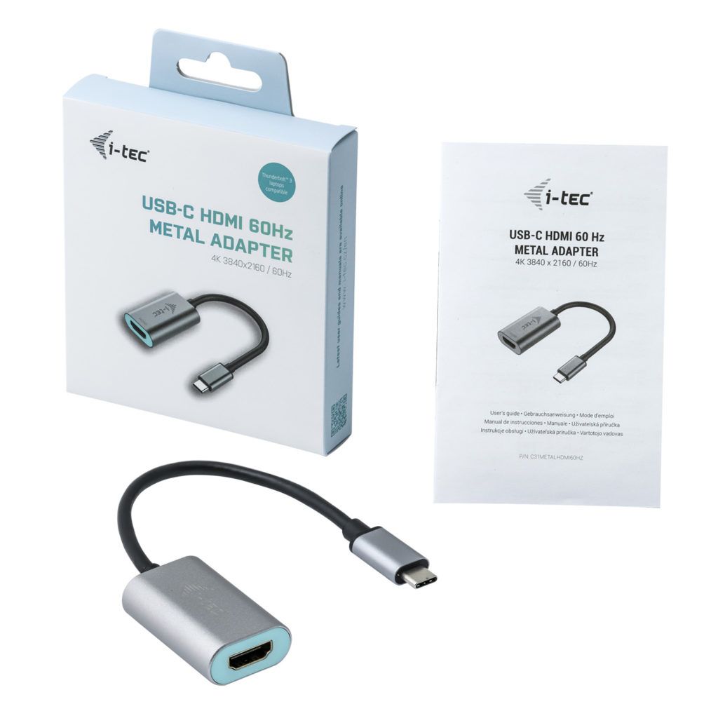 I-TEC USB-C Metal HDMI 4K/60Hz adapter cable Grey