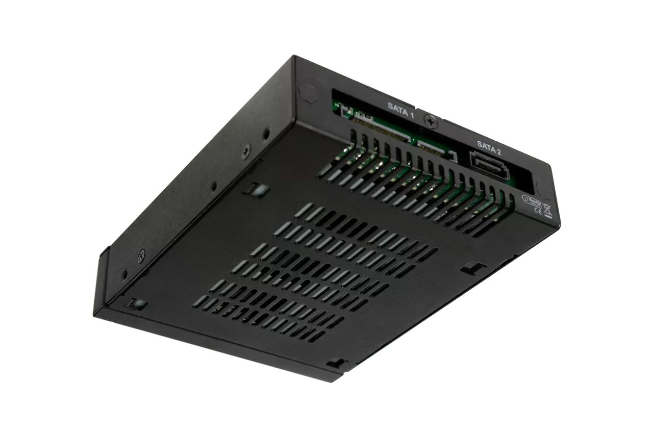 IcyDock ToughArmor MB992SK-B Full Metal 2 Bay 2.5” SATA/SAS HDD & SSD Mobile Rack for External 3.5" Drive Bay