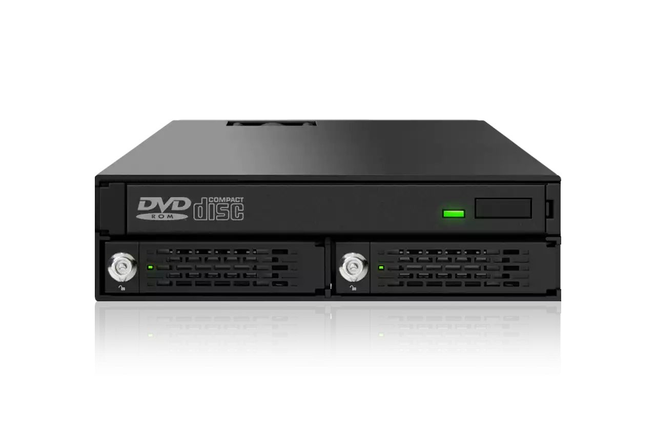 IcyDock ToughArmor MB994IKO-3SB Rugged Full Metal 2 Bay 2.5" SAS/SATA HDD & SSD Backplane Cage with Slim ODD Tray and Locking Trays for External 5.25" Bay