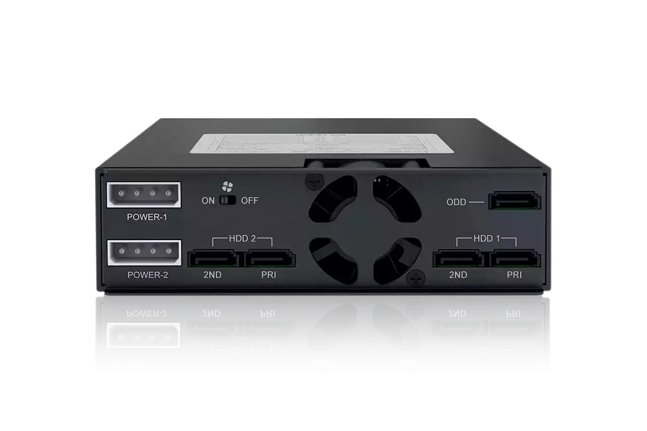 IcyDock ToughArmor MB994IKO-3SB Rugged Full Metal 2 Bay 2.5" SAS/SATA HDD & SSD Backplane Cage with Slim ODD Tray and Locking Trays for External 5.25" Bay