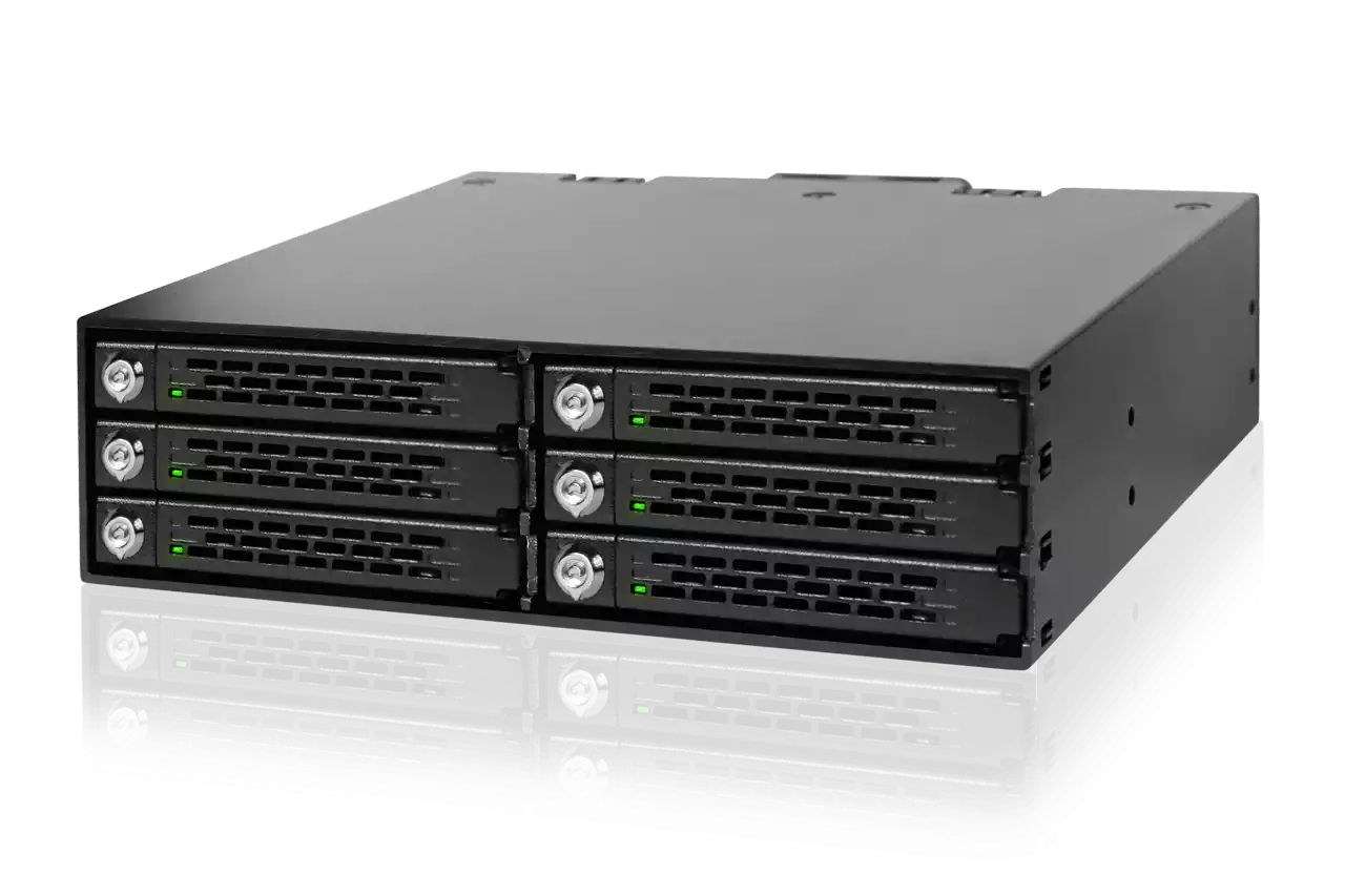IcyDock ToughArmor MB996SK-6SB Rugged 6 x 2.5" SAS/SATA HDD/SSD Mobile Rack Enclosure for 5.25" Bay (With Keylock)