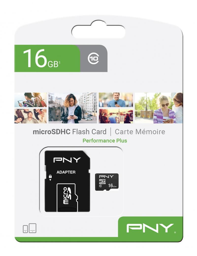 PNY 16GB microSDHC Performance Plus Class 10 + adapterrel