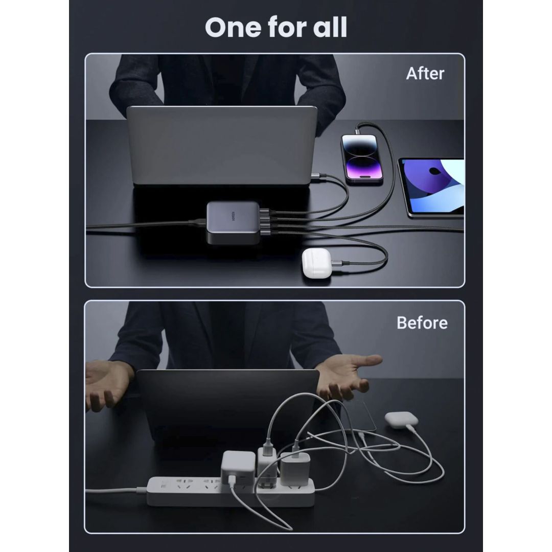 UGREEN Nexode 1*USB-A + 3*USB-C 100W Desktop Fast Charger Grey