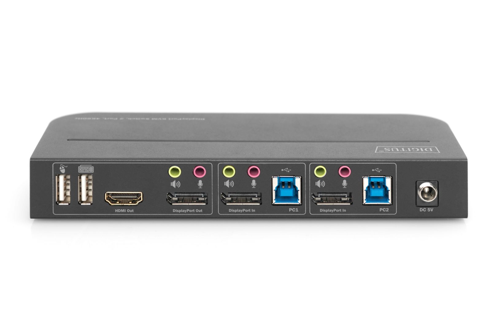 Digitus KVM Switch 2-Port 4K60Hz 2 x DP in 1 x DP/HDMI out Black
