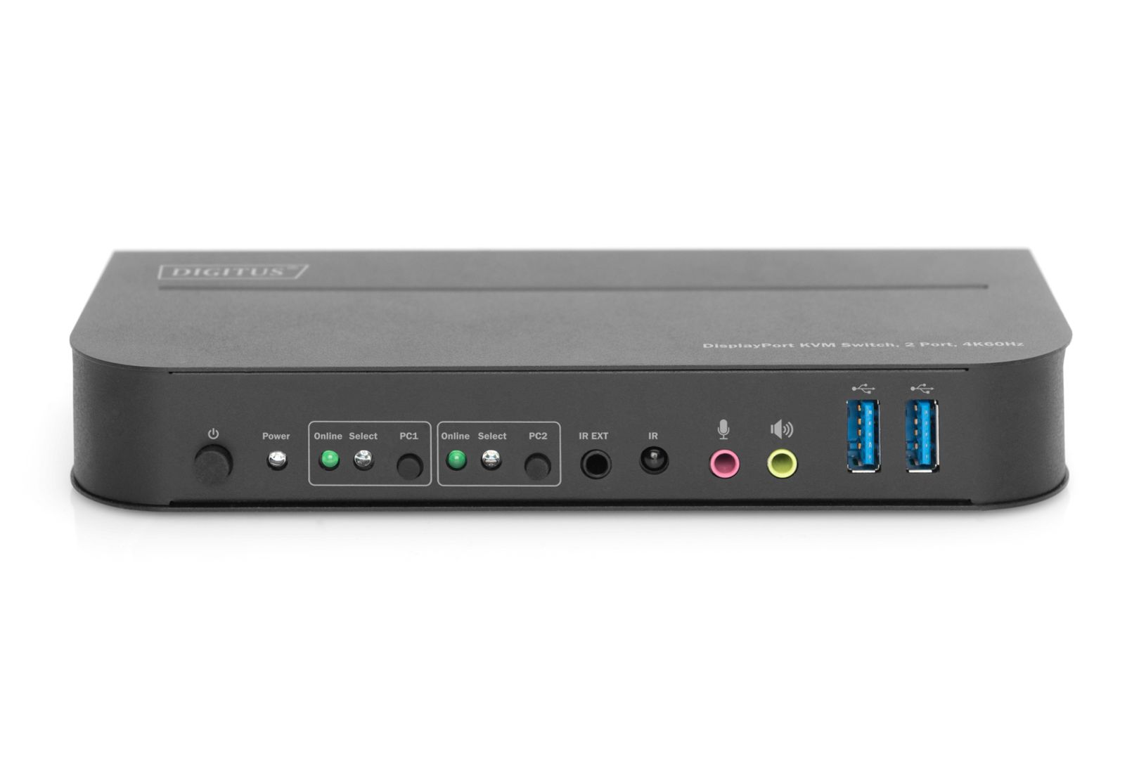 Digitus KVM Switch 2-Port 4K60Hz 2 x DP in 1 x DP/HDMI out Black