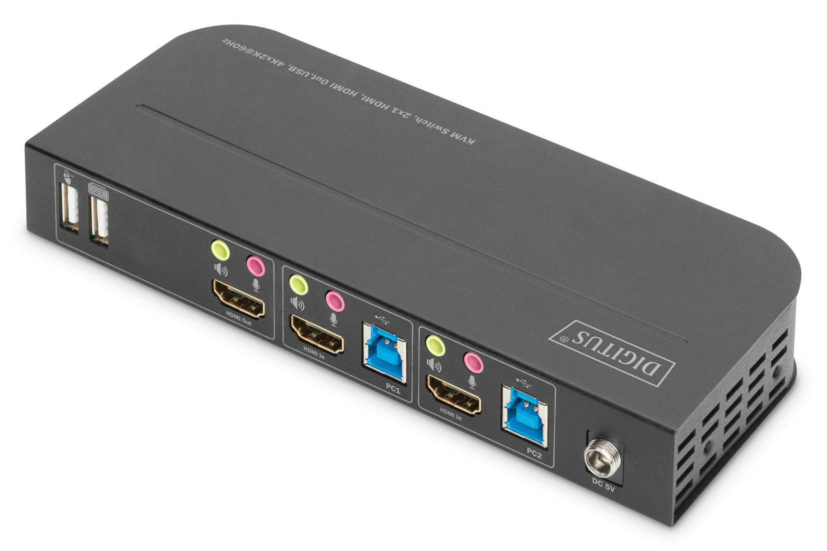 Digitus KVM Switch 2x1 HDMI HDMI Out USB 4Kx2K@60Hz Black