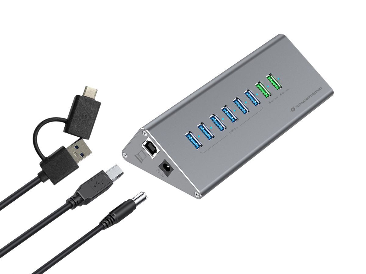 Conceptronic HUBBIES17G 10-Port USB3.2 Gen 2 Hub Grey