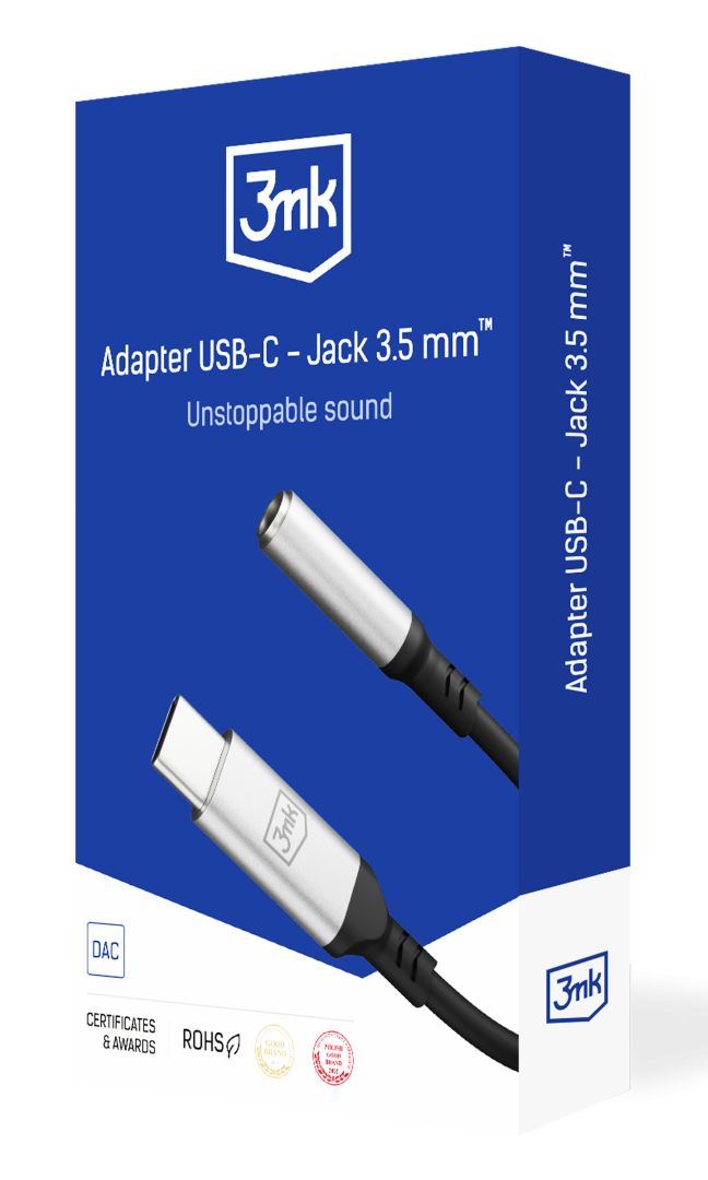 3mk Adapter USB-C - Jack 3,5 mm Black