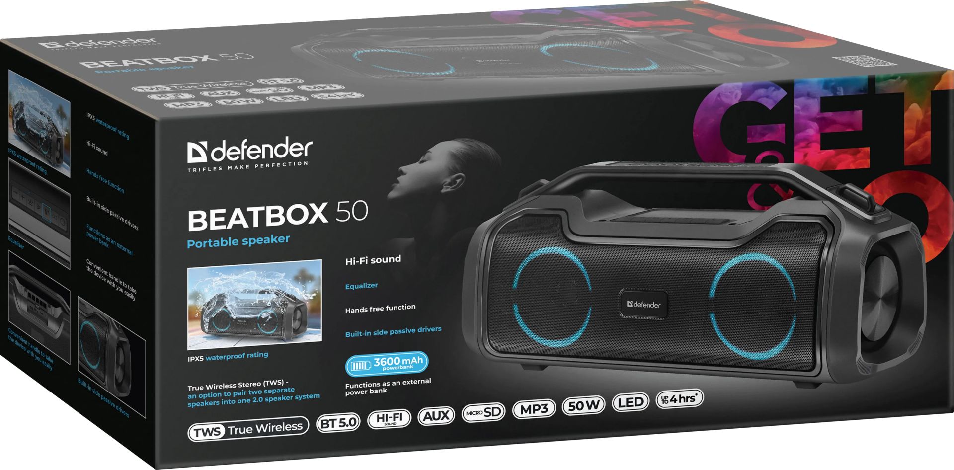 Defender BeatBox 50 Bluetooth Speaker Black