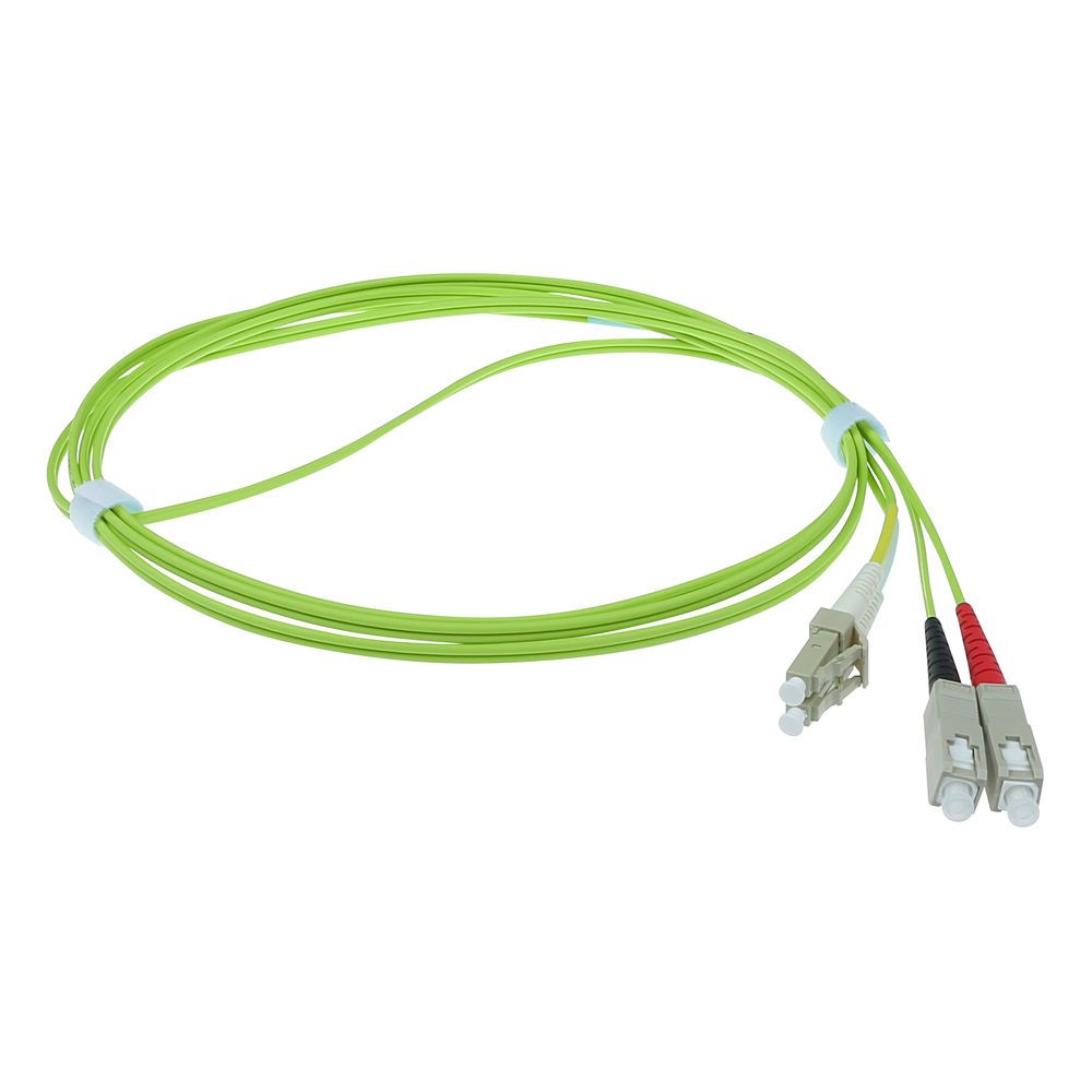 ACT LSZH Multimode 50/125 OM5 fiber cable duplex with LC and SC connectors 1m Green