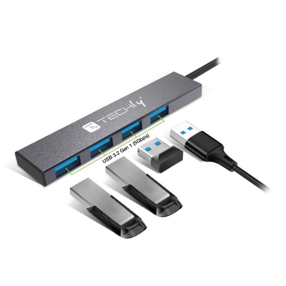 TECHLY 4-portos USB3.2 HUB Black