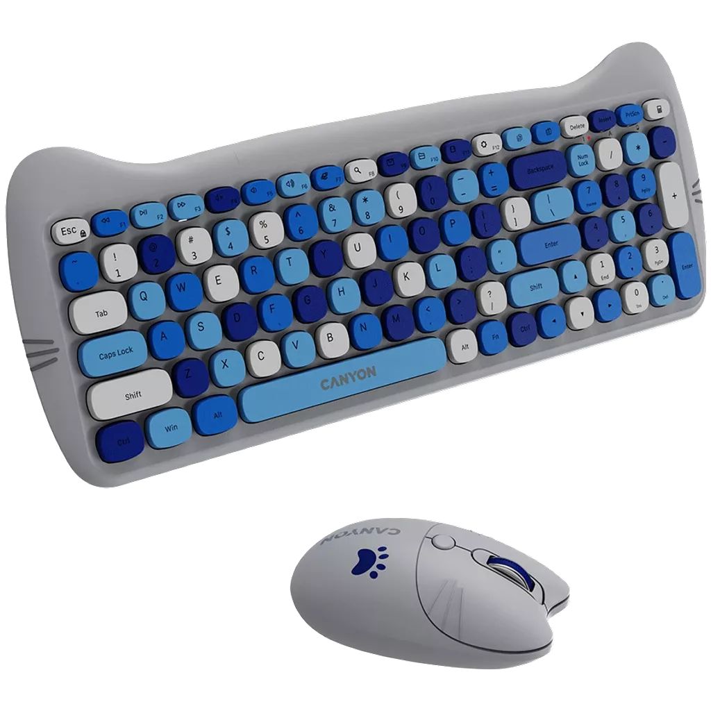 Canyon CNS-HSETW6BL-HU Wireless Keyboard Combo Kitty Edition Blue HU