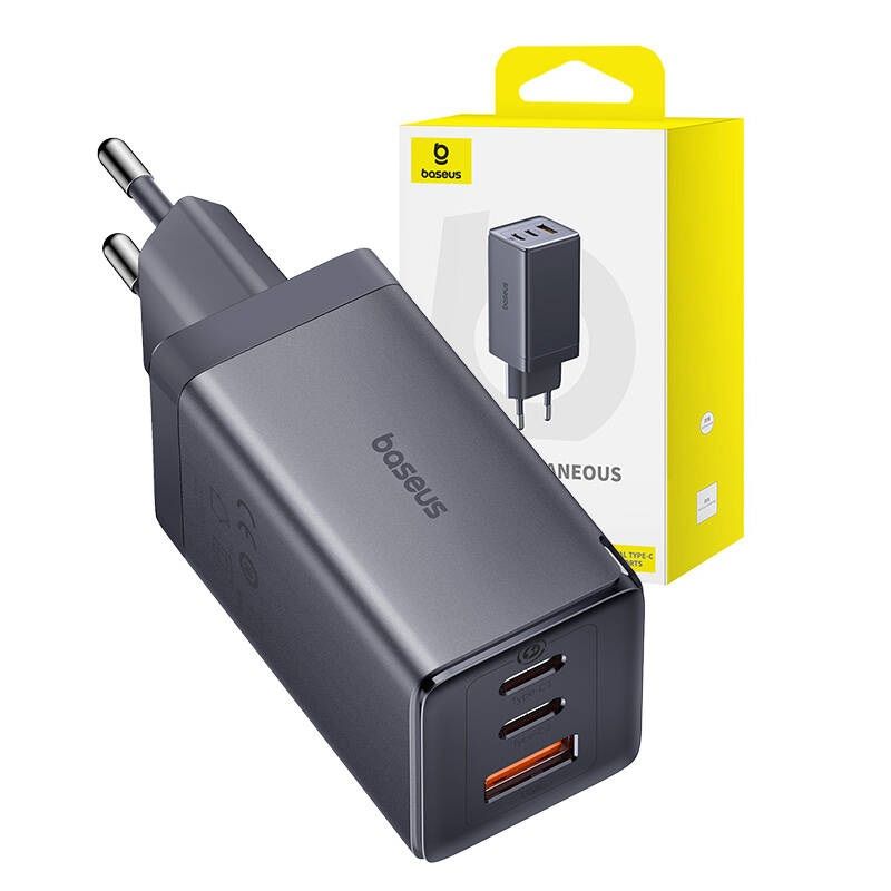 Baseus GaN5 65W Charger with 1m Type-C Cable Grey
