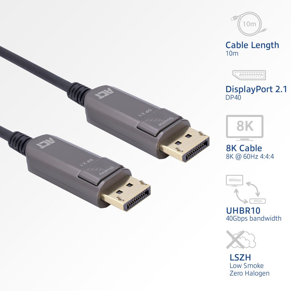 ACT DisplayPort 8K Active Optical Cable 20m Black