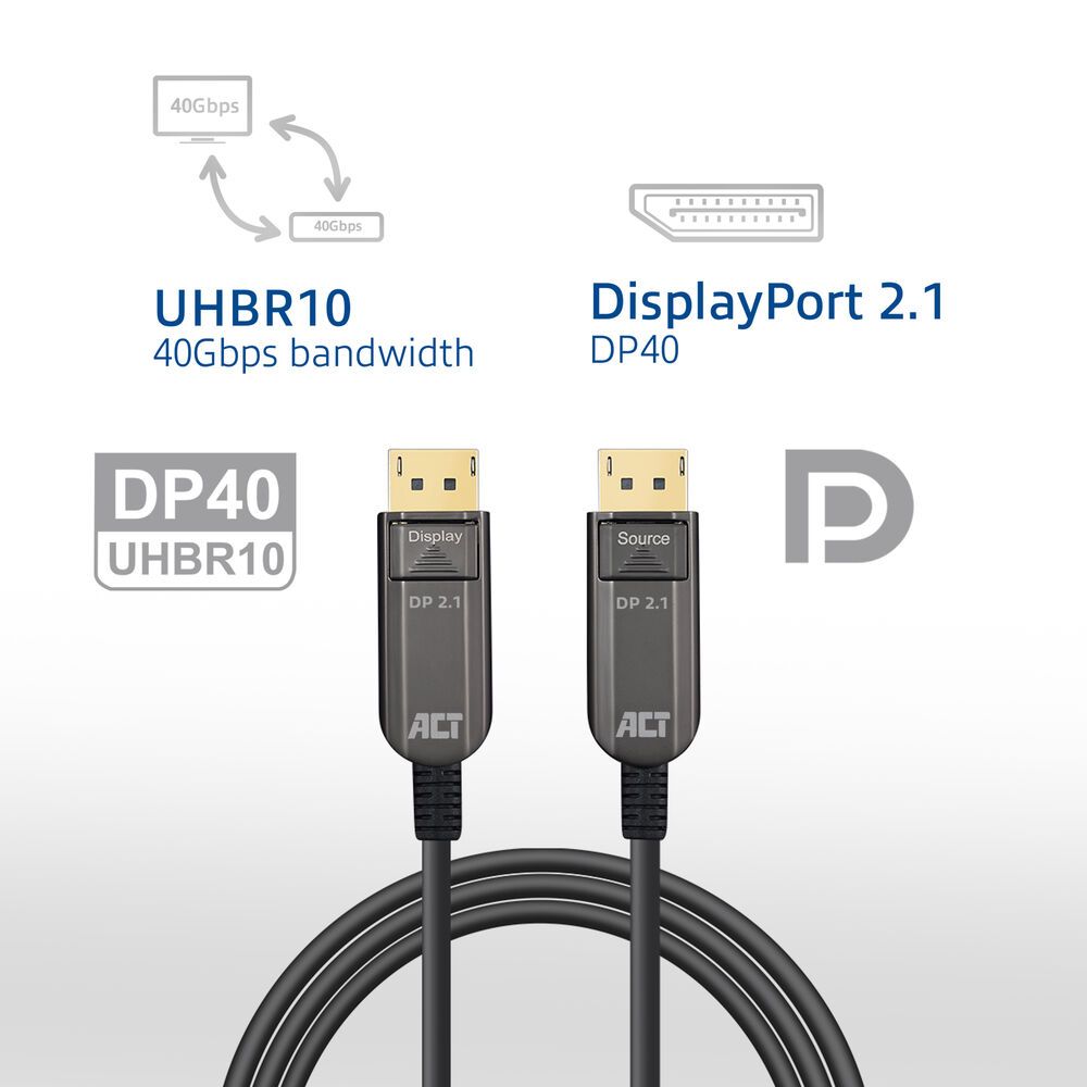 ACT DisplayPort 8K Active Optical Cable 20m Black