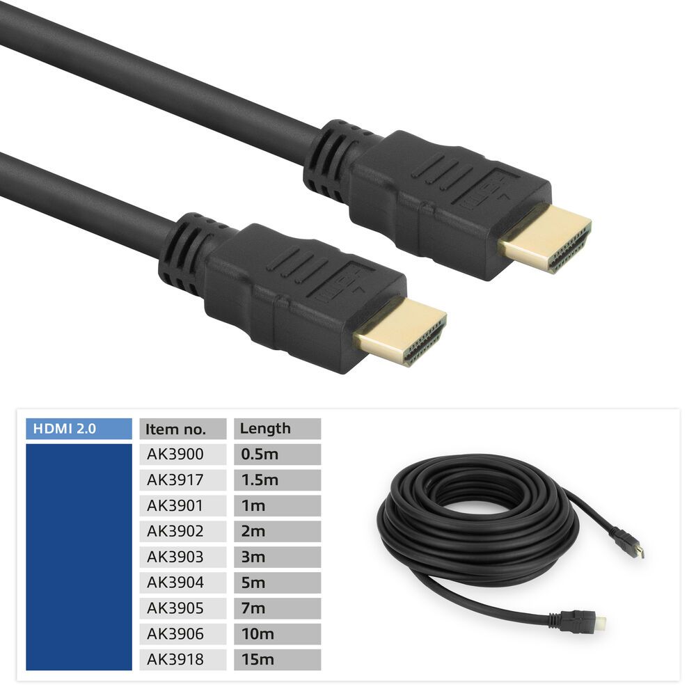 ACT High Speed cable HDMI A male to HDMI A male 1,5m Black