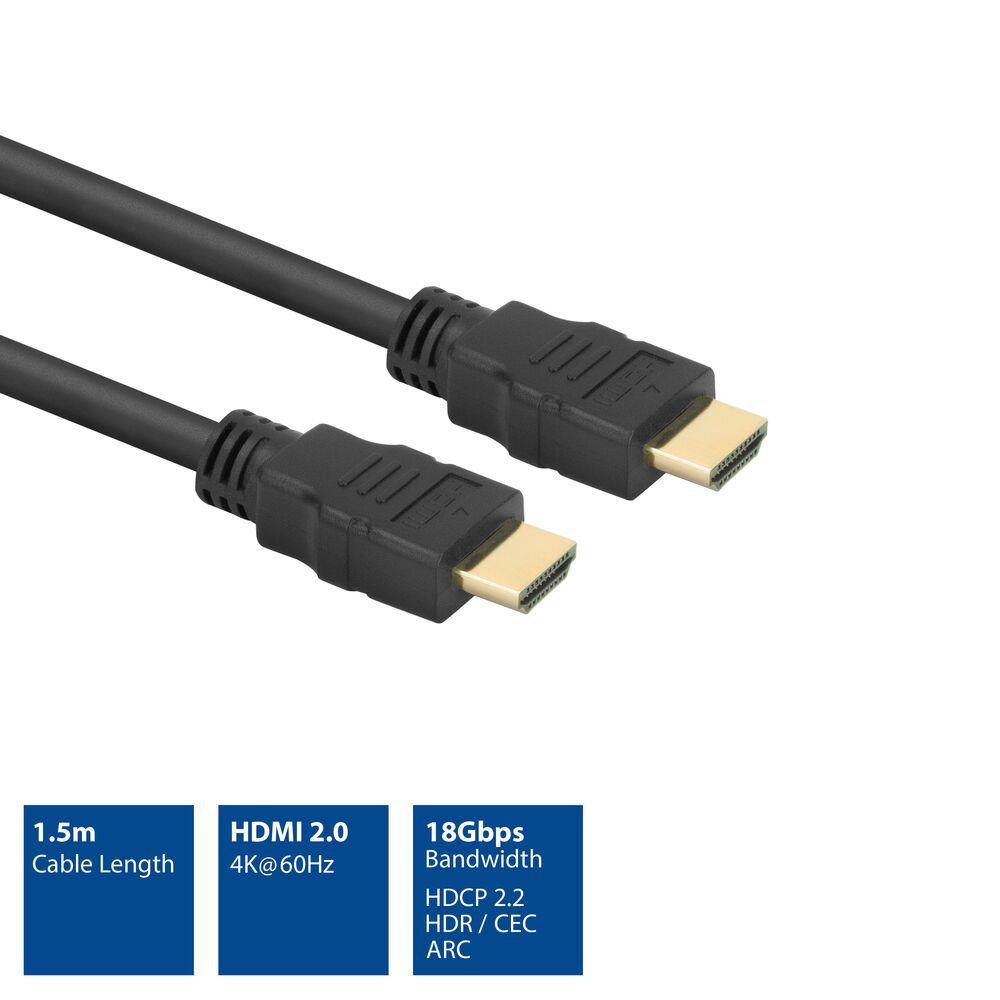 ACT High Speed cable HDMI A male to HDMI A male 1,5m Black