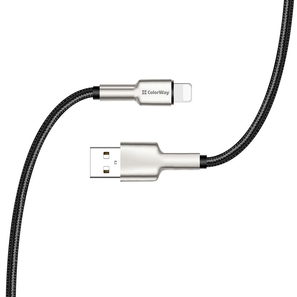 ColorWay USB-A to Apple Lightning (head metal) 2.4A 1m Black