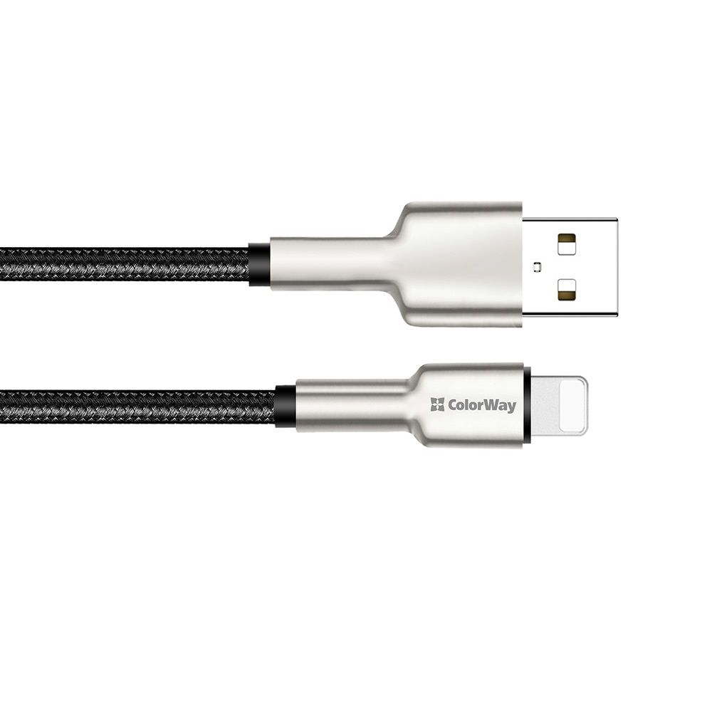 ColorWay USB-A to Apple Lightning (head metal) 2.4A 1m Black