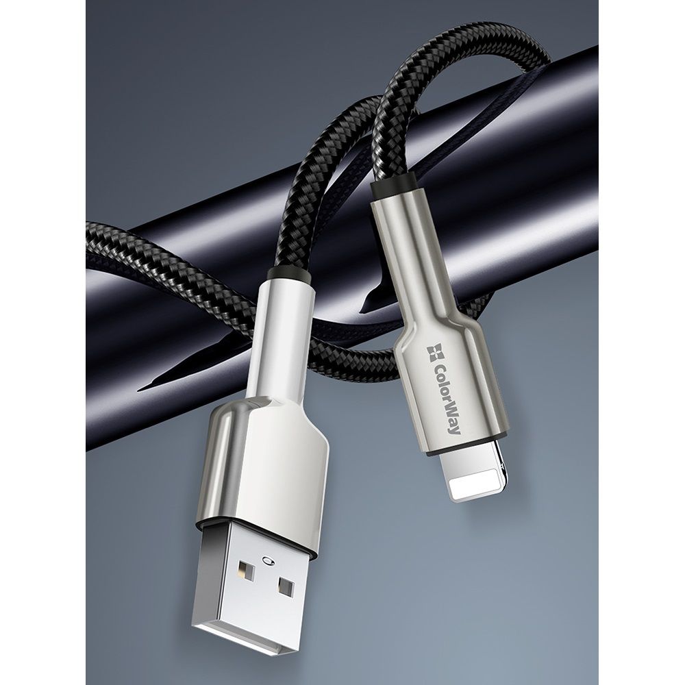ColorWay USB-A to Apple Lightning (head metal) 2.4A 1m Black