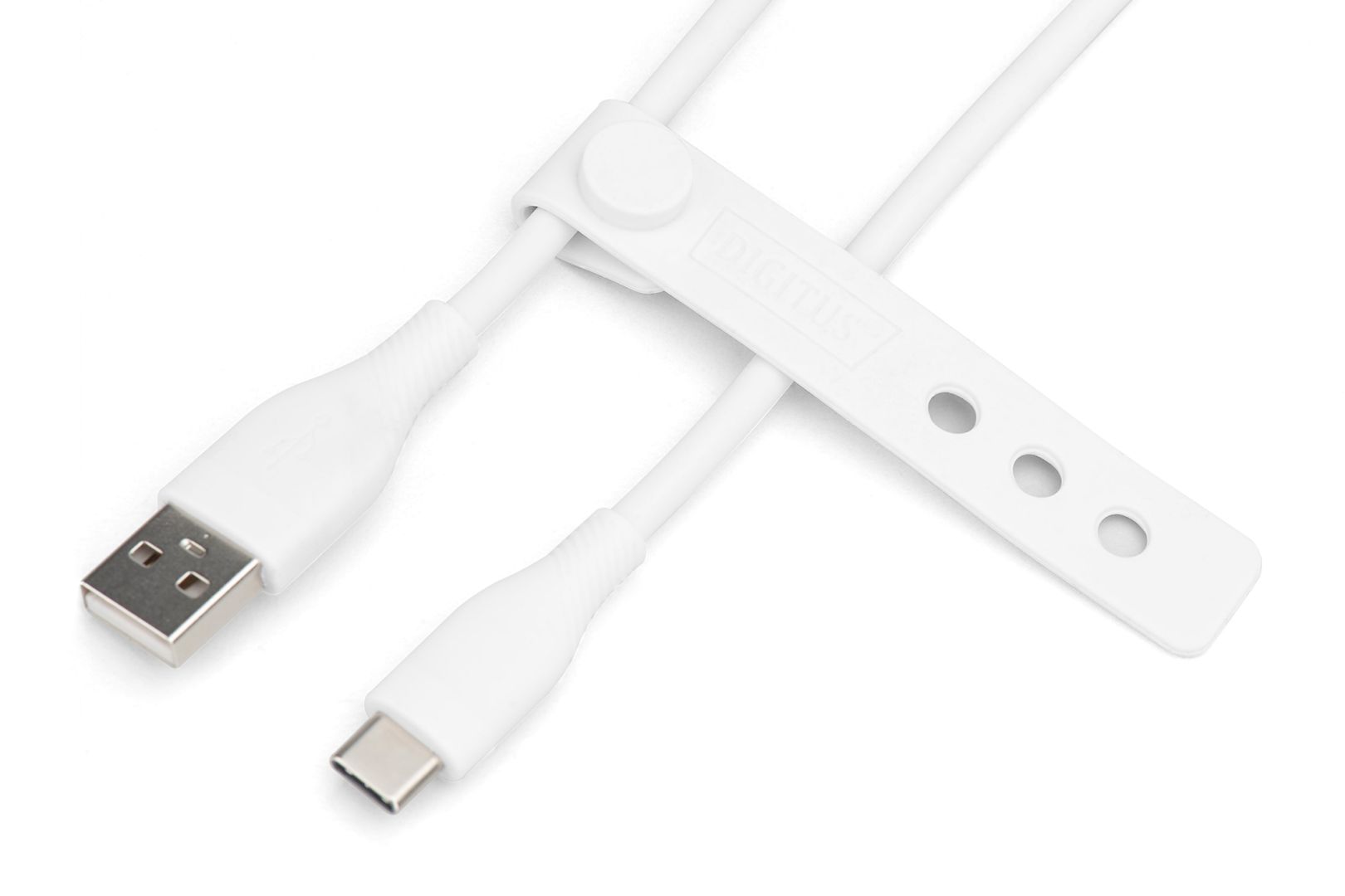 Digitus USB-C Silicone charging cable USB-A to USB-C  USB 2.0 60W 0,5m White