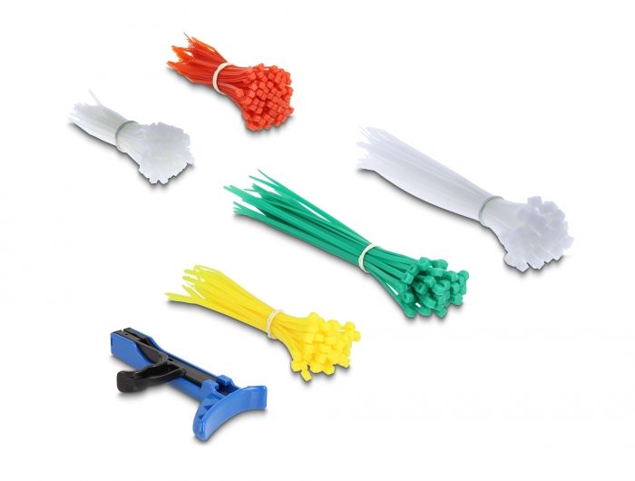 DeLock Cable tie assortment box with tensioning tool 350 pieces assorted colours