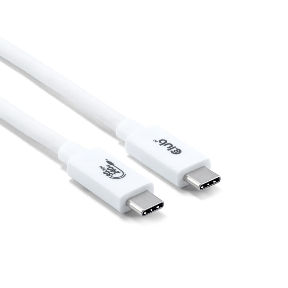 Club3D USB 80Gbps Certified 240W 8k240Hz Type-C 1,2m Cable White