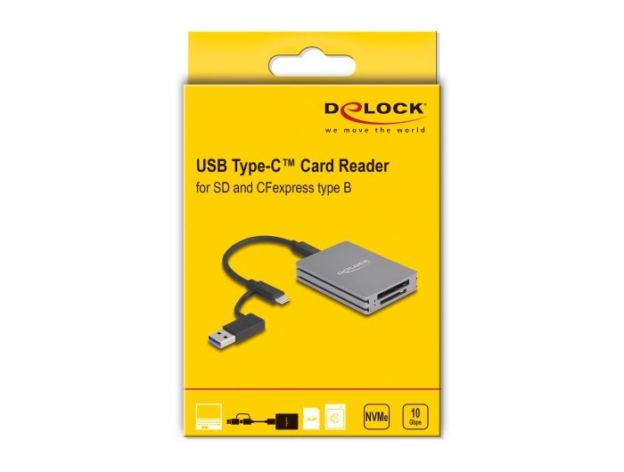 DeLock USB Type-C Card Reader for SD and CFexpress type B memory cards