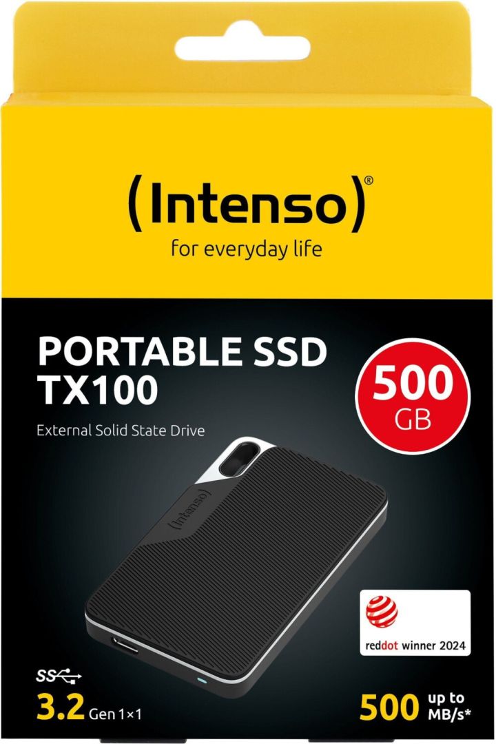 Intenso 500GB USB3.2 Type-C External SSD TX100 Black