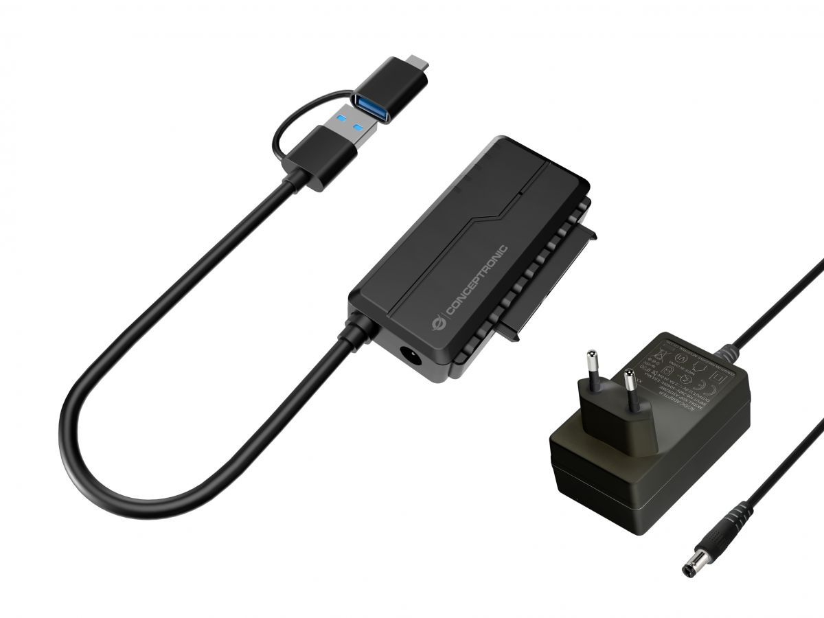 Conceptronic  ABBY21B USB to SATA 3.0 Adapter with Power Adapter 2.5"/3.5" SATA HDD/SSD