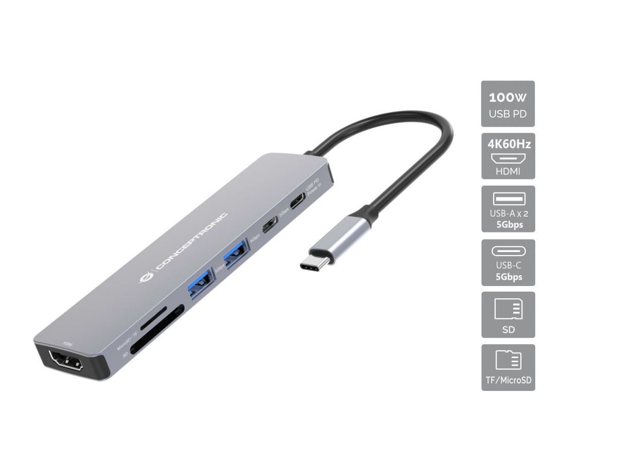 Conceptronic  DONN28G 7-in-1 USB 3.2 Gen 1 Docking Station
