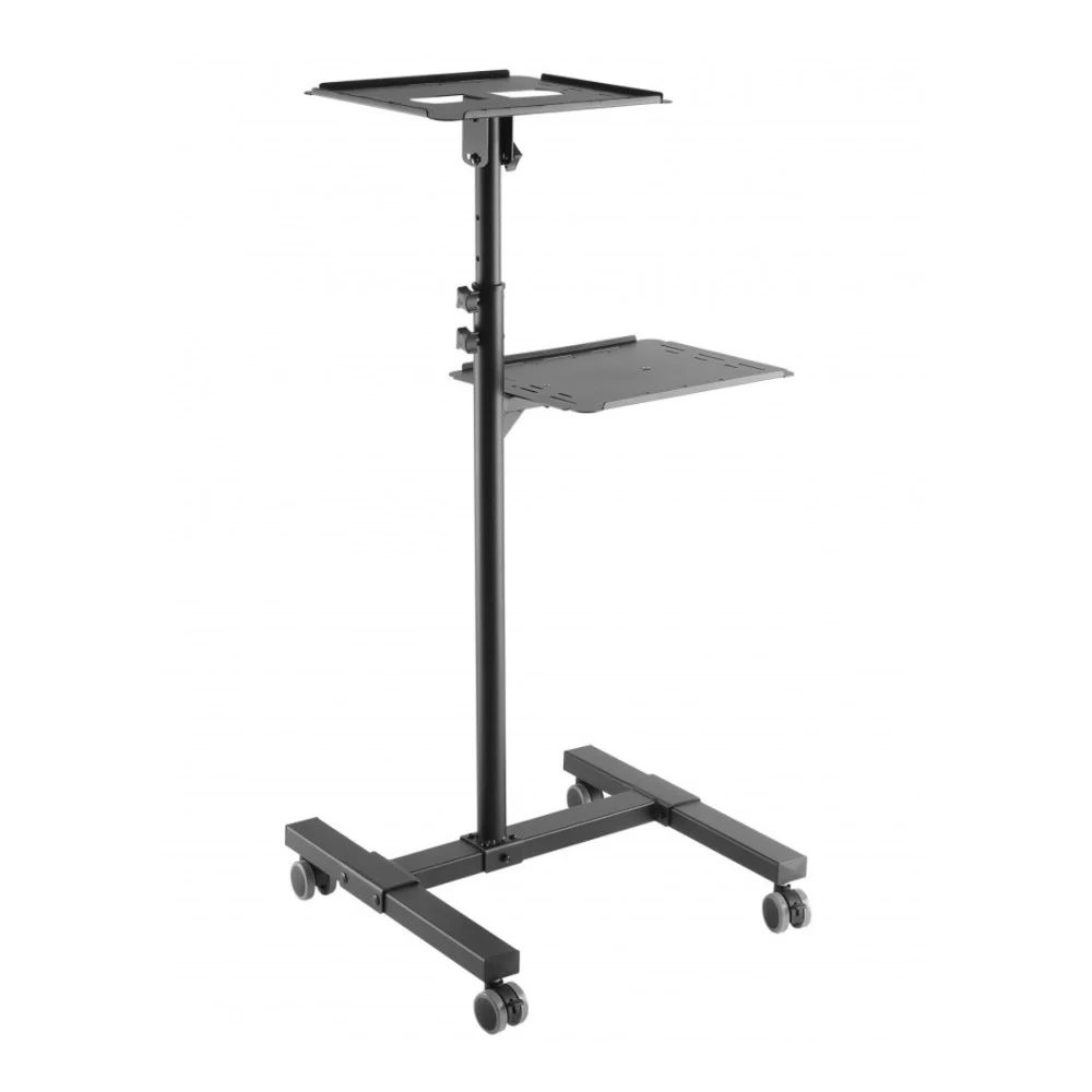 TECHLY  Universal Adjustable Trolley for Notebook Projector with Shelf Black