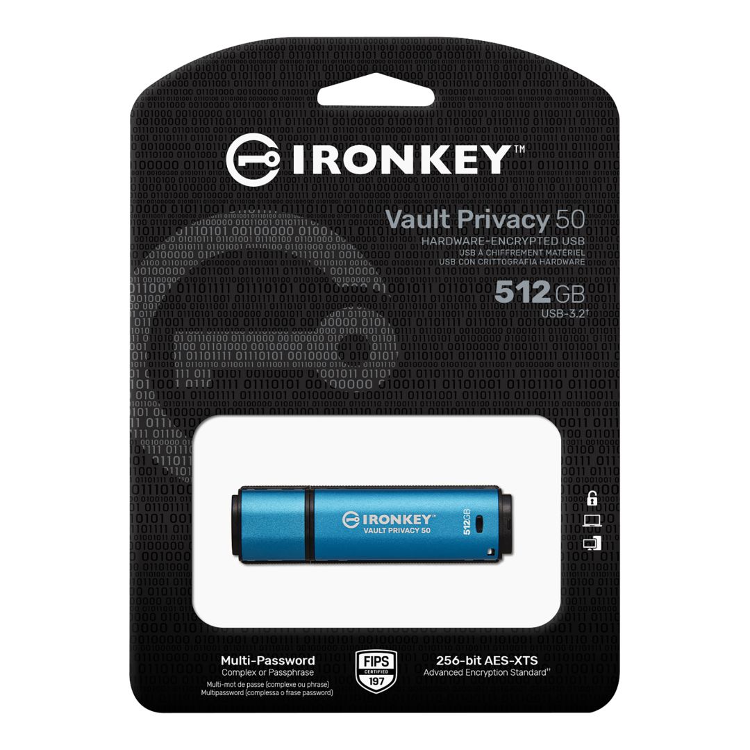 Kingston 512GB IronKey Vault Privacy 50 USB3.2 Blue