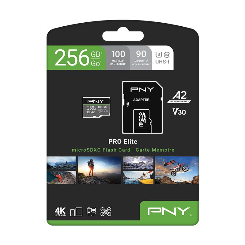 PNY 256GB microSDXC Pro Elite Class 10 U3 V30 A2 adapter nélkül