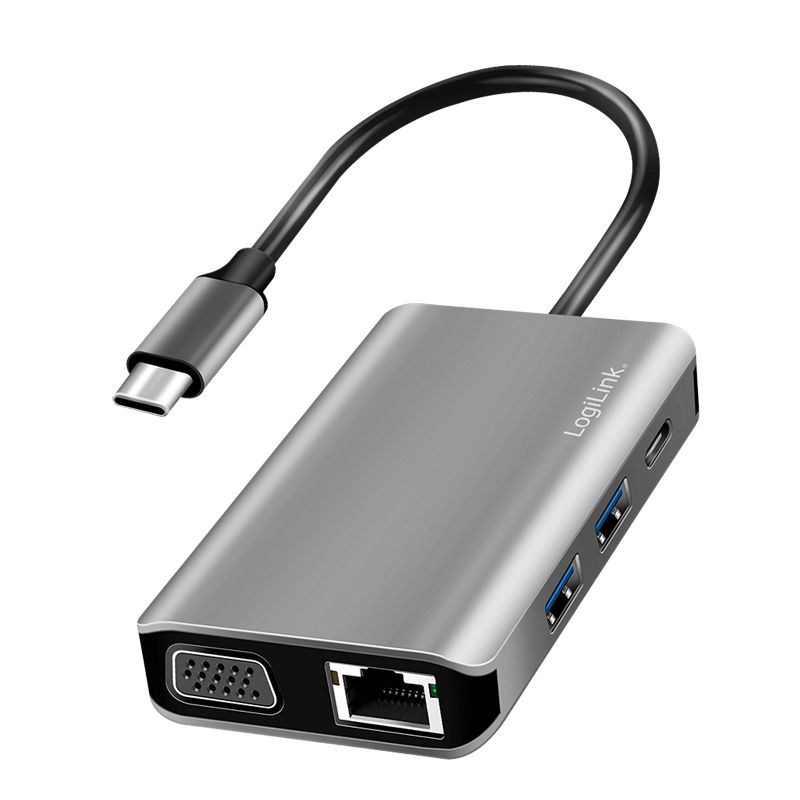 Logilink UA0410 USB-C 7-Port Docking Station Silver/Black