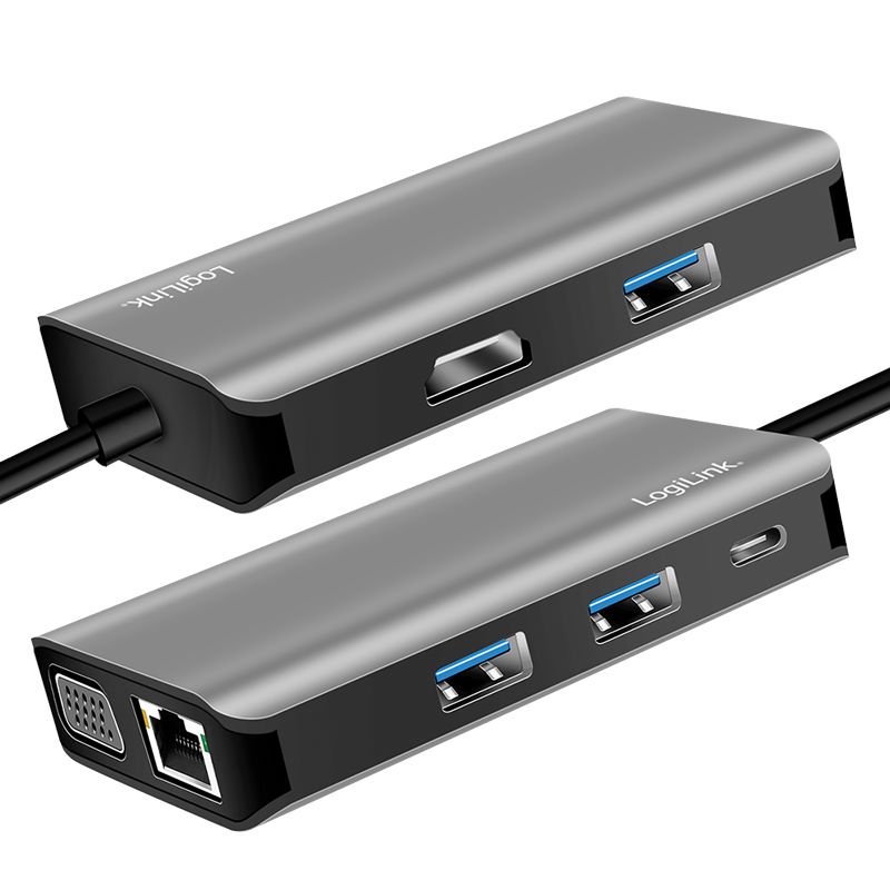 Logilink UA0410 USB-C 7-Port Docking Station Silver/Black