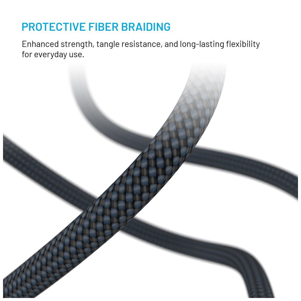 FIXED Braided Cable USB-C/USB-C, Lightning Adapter, 3m, MFi, PD 60W, gray