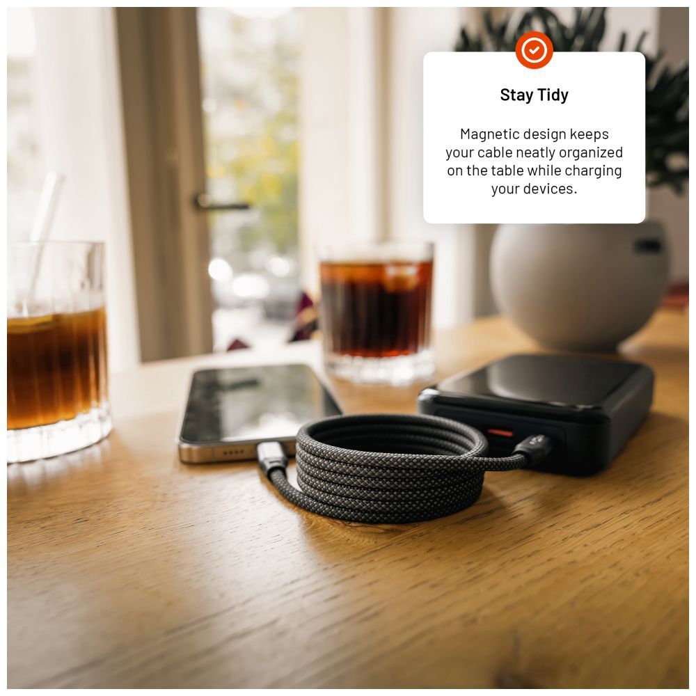 FIXED Magnetic Braided Cable USB-C/USB-C, 1,2m USB2.0 240W Gray