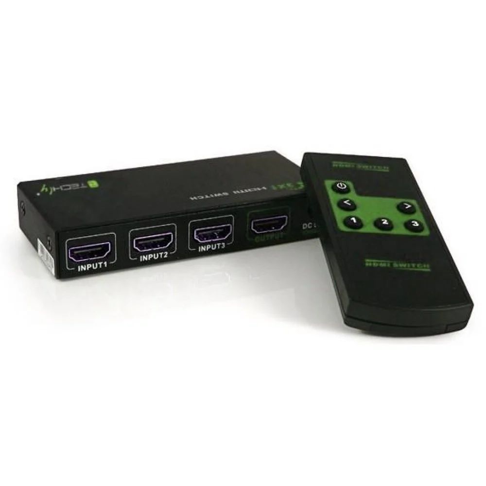 TECHLY Switch HDMI 3 IN 1 OUT with Remote Control