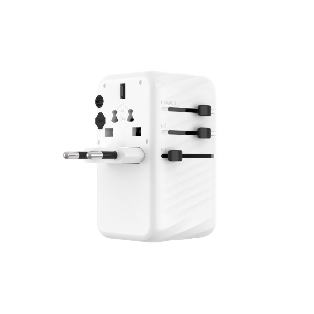 FIXED Voyager utazó adapter 3xUSB-C/1xUSB GaN 120W, fehér