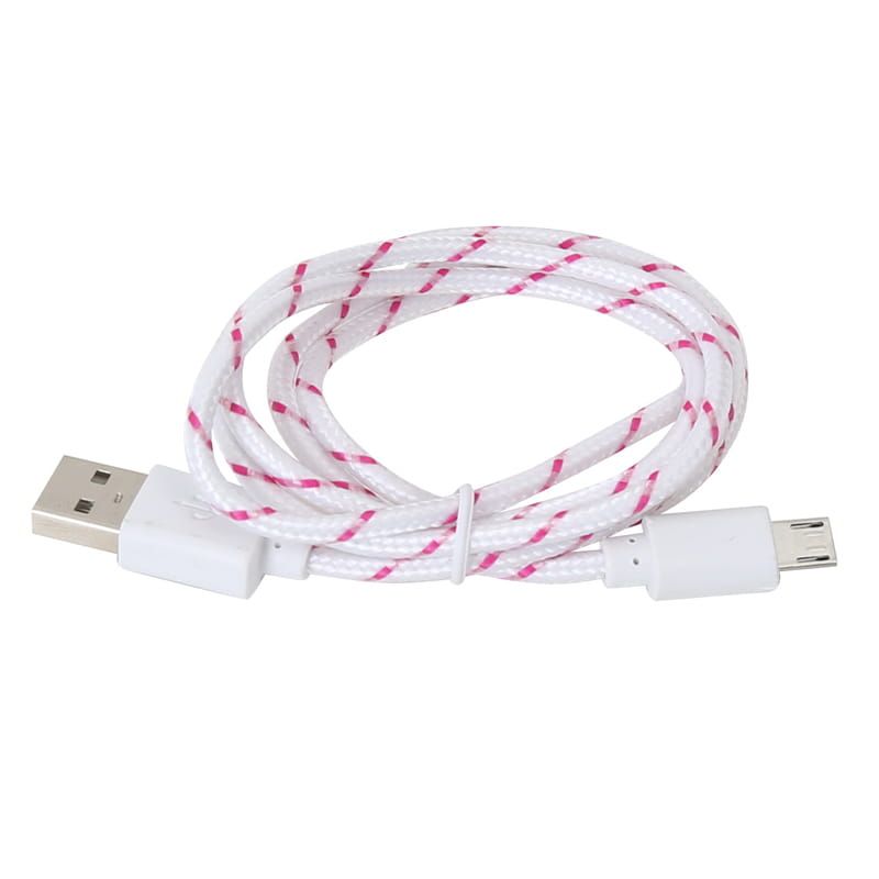 Platinet Omega Fabric Braided microUSB to USB Cable 1m White