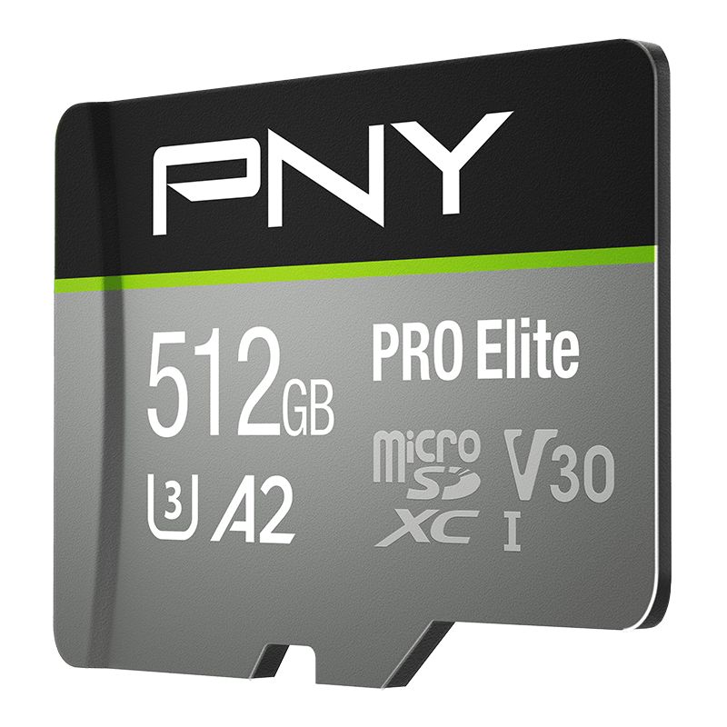 PNY 512GB microSDXC Pro Elite Class 10 U3 V30 A2 + adapterrel