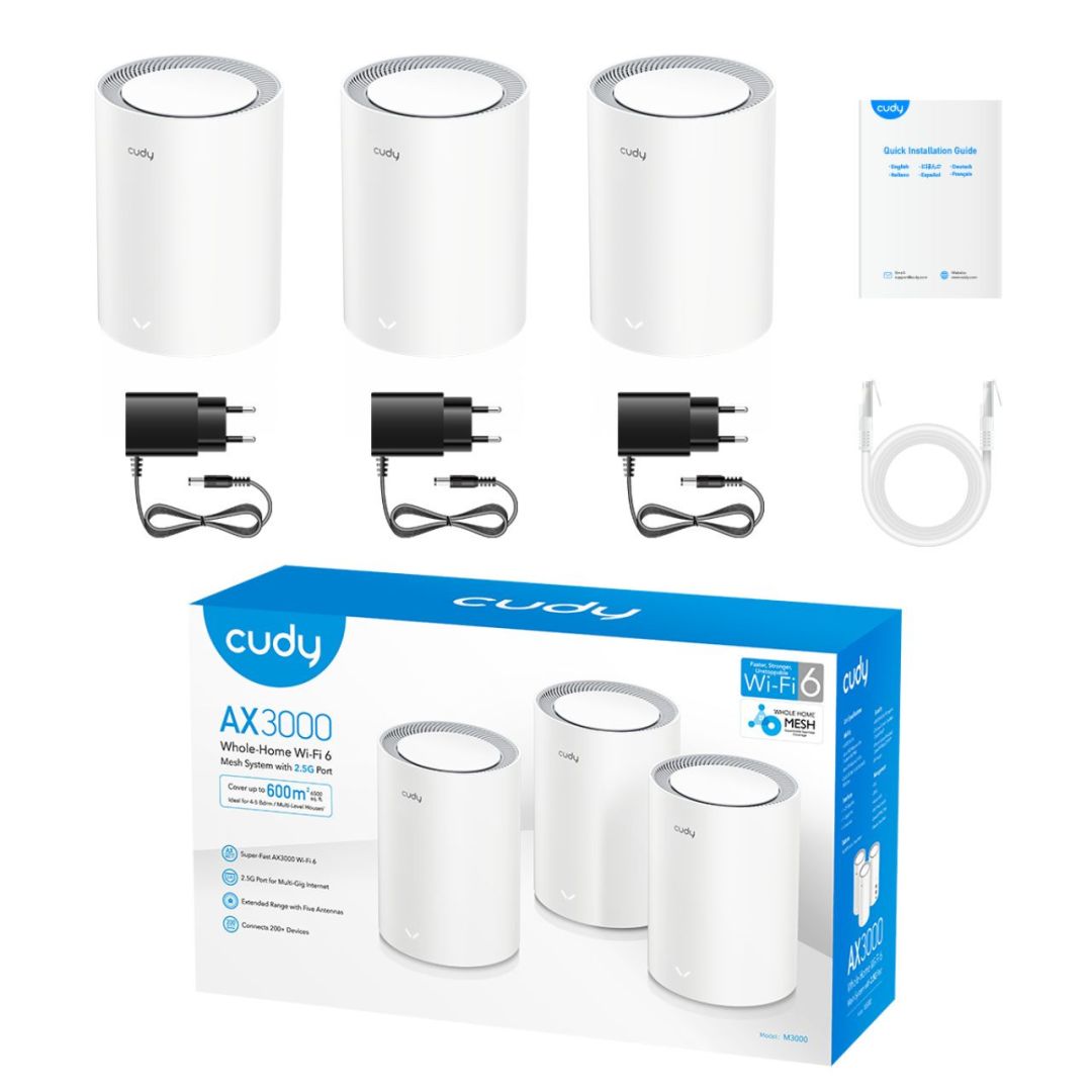 Cudy AX3000 2.5G Dual Band Wi-Fi 6 Mesh System (3-pack)
