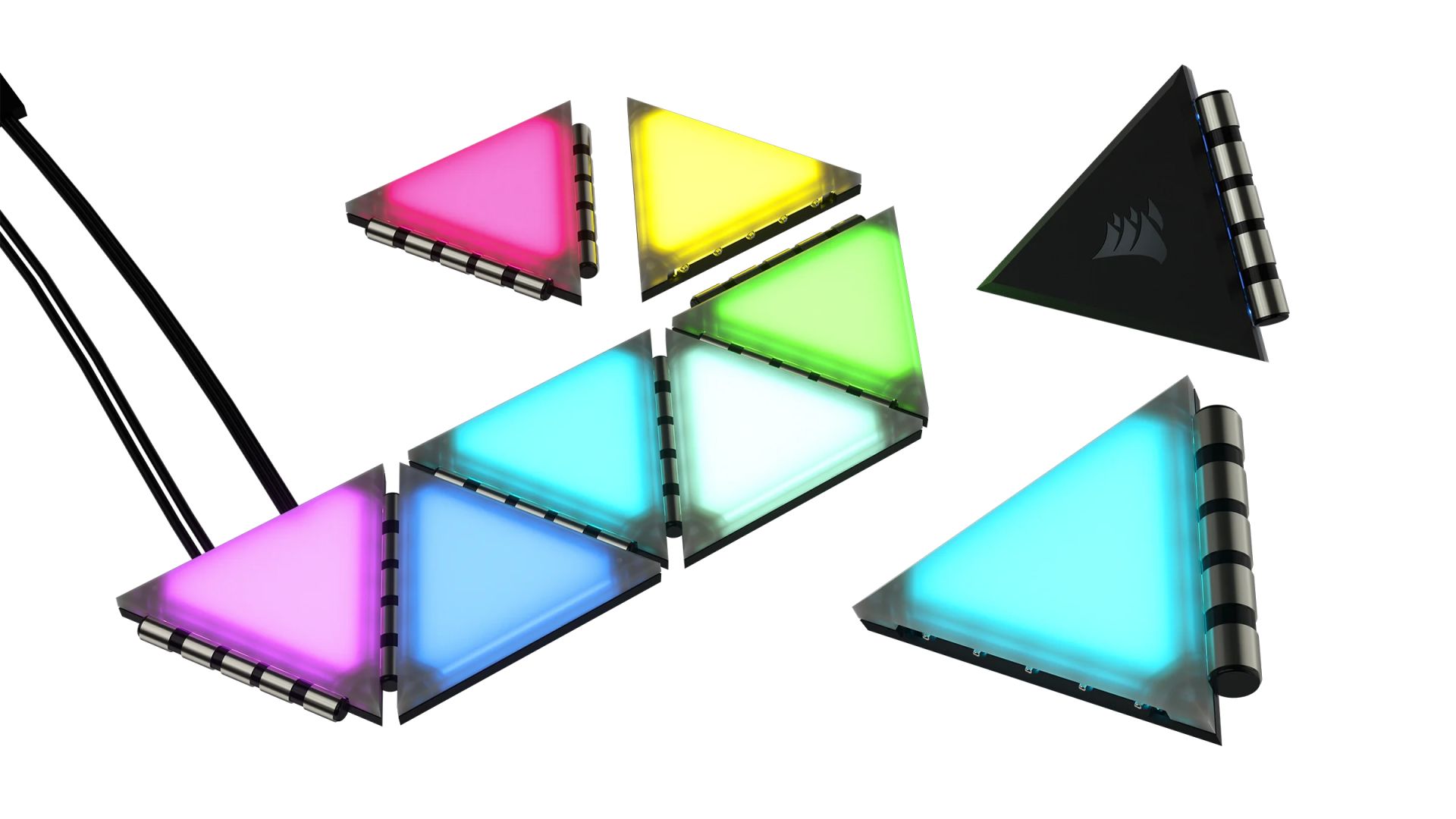 Corsair iCUE LC100 Case Accent Lighting Panels Mini Triangle 9x Tile Starter Kit