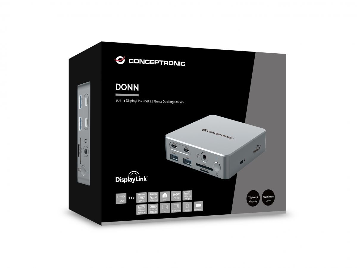 Conceptronic  DONN25G 15-in-1 DisplayLink Docking Station