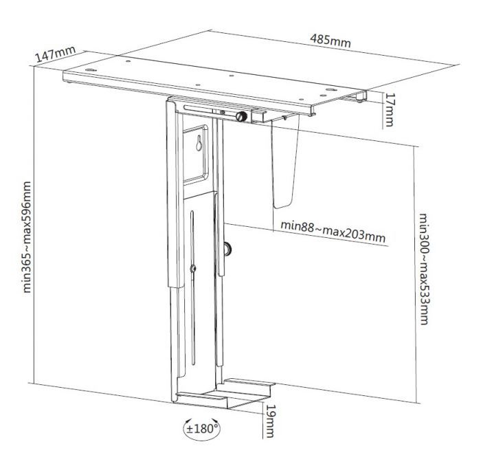 EQuip CPU Under Desk Mount Bracket