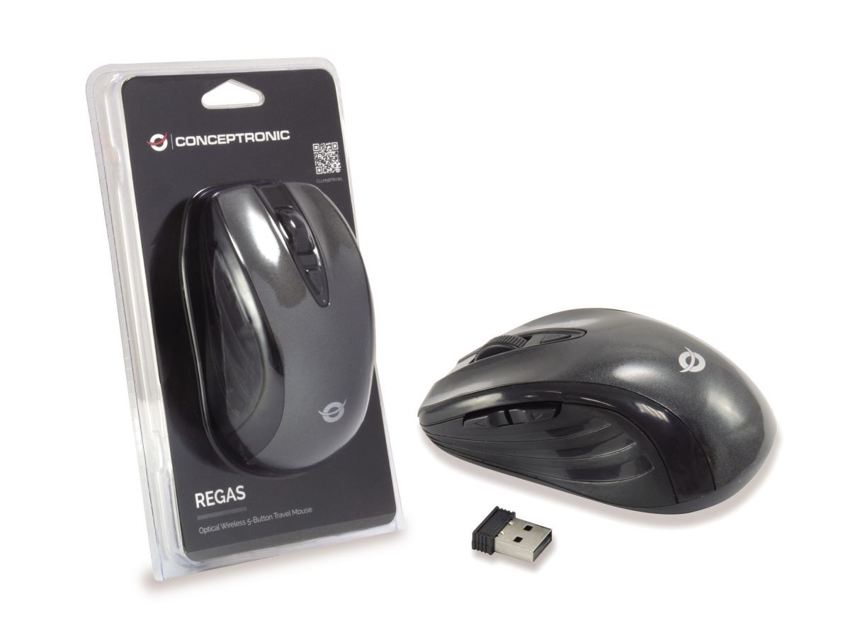 Conceptronic CLLM5BTRVWL 6-Button Wireless Travel Mouse Black