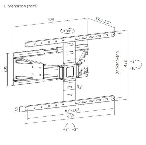 EQuip 43"-90" Ultra-Slim Full Motion TV Wall Mount Bracket