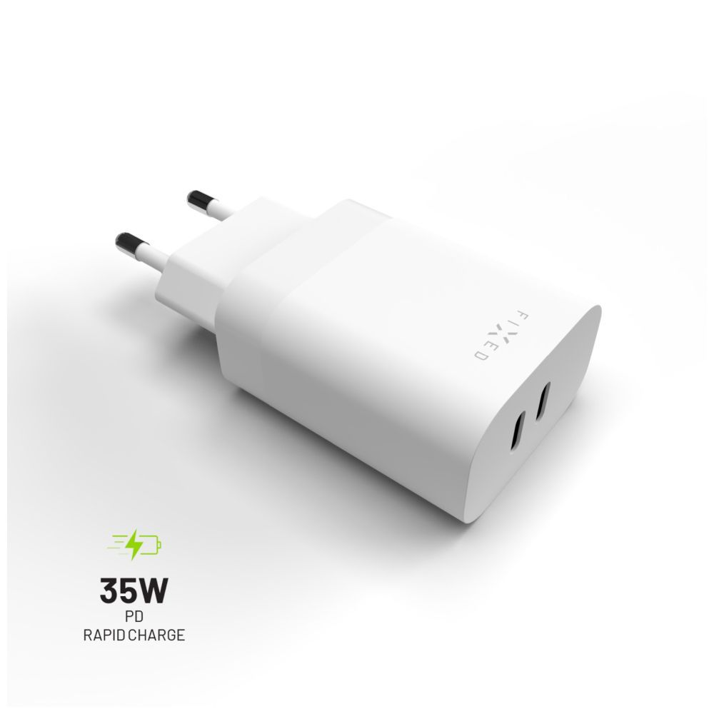 FIXED Dual USB-C Travel Charger 35W White